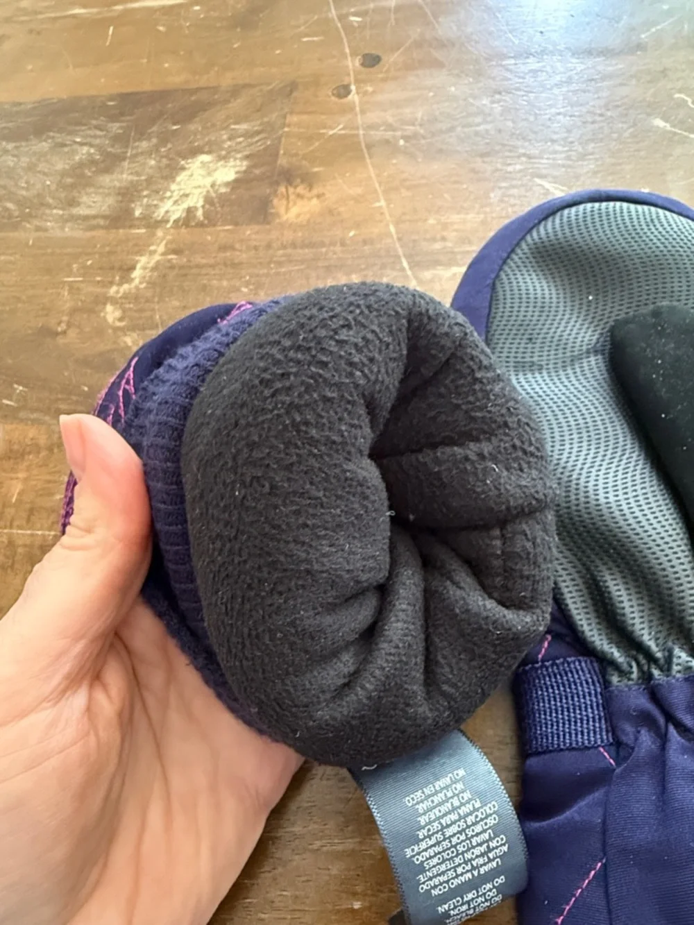 Champion Kids Purple Mittens with Pink Stitching